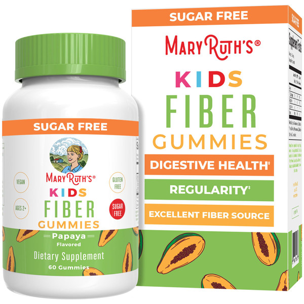 MARYRUTH'S Fiber Gummies for Kids | 2 Month Supply | Sugar Free | Kids Fiber Gummies Ages 4+ | Soluble Fiber Supplement | Gut Health & Digestion Support | 3g Fiber per Gummy | Vegan | 60 Count