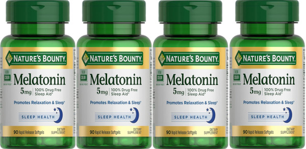 Nature's Bounty Super Strength Melatonin 5 mg Softgels 90 ea (Pack of 4)
