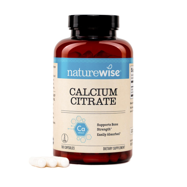 NatureWise Calcium Citrate 500mg Capsules - Supplement for Bone Health - Easy to Digest & Absorb - Vegan, Non-GMO, Gluten-Free - 180 Count[60-Day Supply]