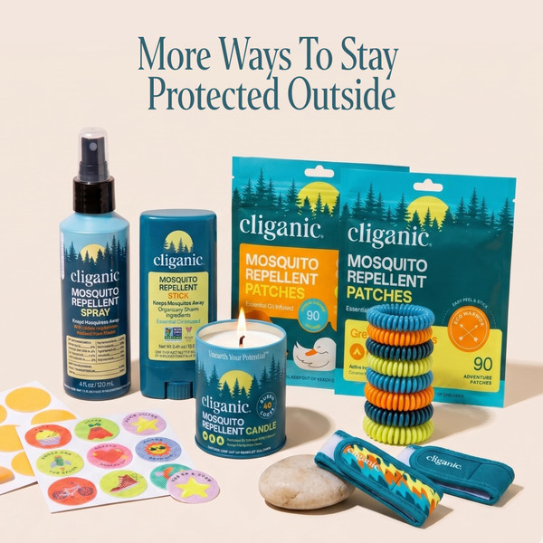 Cliganic Mosquito Repellent Bracelet Stickers Pack for Kids & Adults Multi Color, Natural DEET-Free, Essential Oil Infused 40 Bands with 60 Patches, Citronella Scent