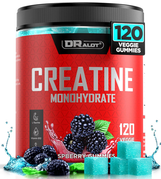 Dralot Nutrition 99.99% Creatine Monohydrate Gummies More 15% Strength, 5X Energy, Muscle, Recovery, Pre-Workout Complex Creatine for Women & Men with 5000mg Creatine, L-Taurine, B12, Mg & K, 0 Sugar