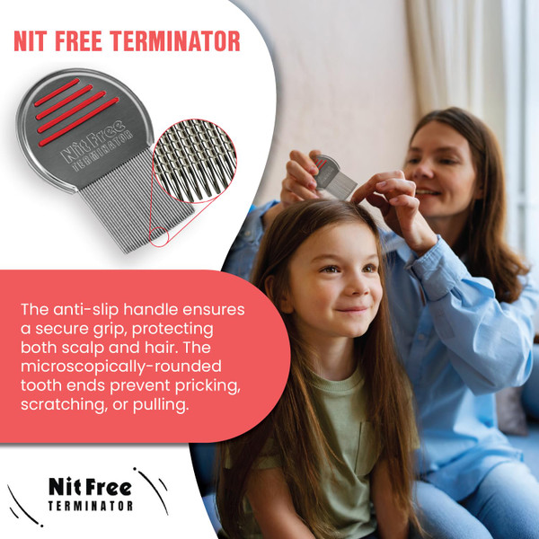Nit Free Terminator Lice Comb - Professional Stainless Steel Comb for Effective Head Lice Treatment (Colors May Vary) (Pack of 3)