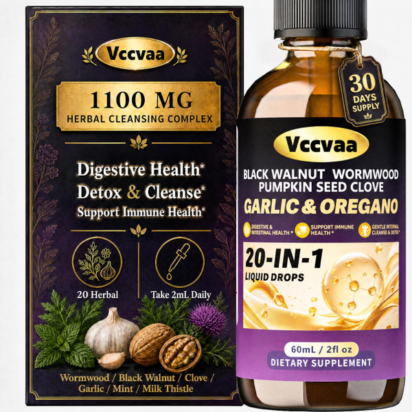20-in-1 Wormwood Black Walnut Clove Parasite Cleanse | Wormwood, Pumpkin Seed & Oregano | Digestive & Intestinal Health Support | Immune System Booster | Gentle Internal Cleanse & Detox | 60 mL