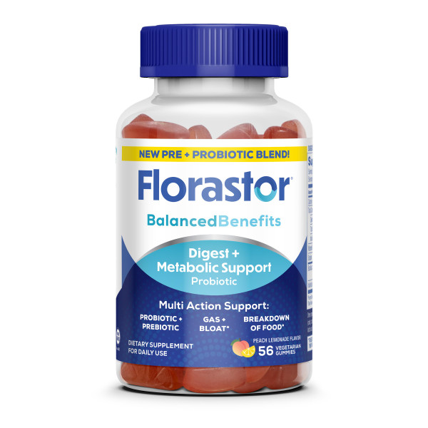 Florastor Prebiotic and Probiotic Gummies with Vitamin B12, 56 Gummies