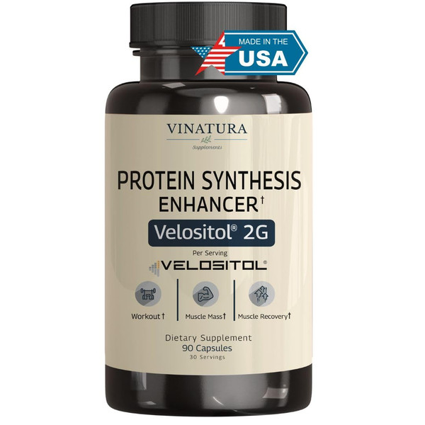 VINATURA Velositol Supplements - Protein Synthesis Enhancer for Strength and Muscle Support, for Men and Women, 90 Capsules