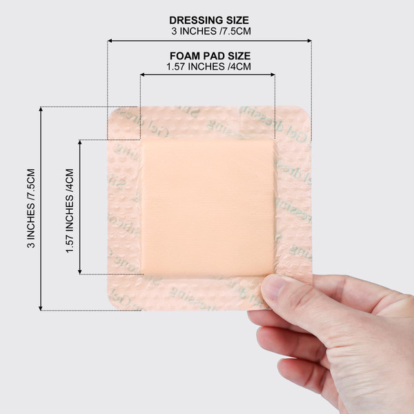 Silicone Foam Dressing 3x3 Gentle Border, Super Absorbent Wound Dressing, Bed Sore Patches, Waterproof Silicone Bandages for Wounds Care, Self Adhesive Pressure Sore Pads (60)