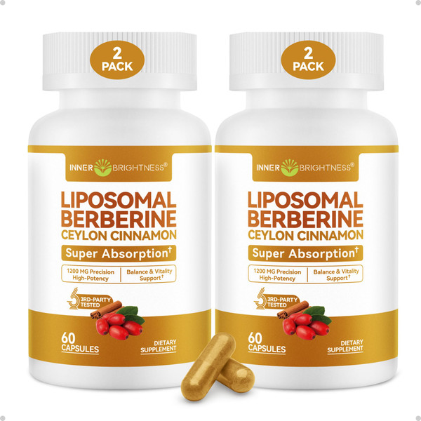 Liposomal Berberine with Ceylon Cinnamon - High-Absorption Berberine Supplement, GLP-1 Friendly, Natural Body Balance Support - Made in USA, Lab Tested, Non-GMO, 120 Veg Capsules