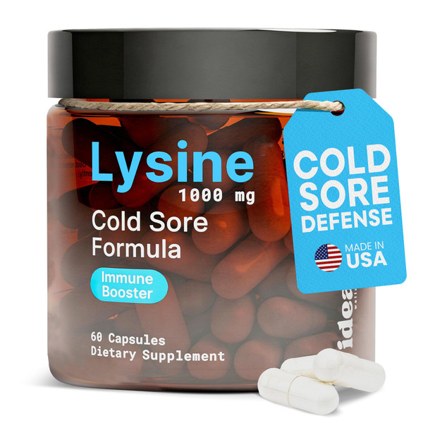 Lysine Cold Sore Treatment for Lips with VIT C - Supercharged Lysine 1000mg Capsules & Cold Sore Relief Blend with Chaga, Bee Propolis, Zinc & Licorice Root for Skin, Gut Health & Immune Support