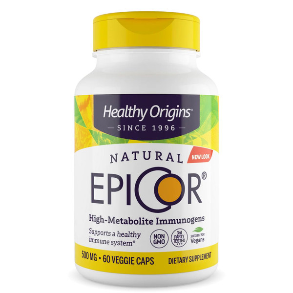 Healthy Origins EpiCor 500 mg, 60 Veggie Capsules - Featuring Clinically Studied Dried Yeast Fermentate - Supports Immune Function, Seasonal Wellness & Healthy Respiratory Health - 2 Month Supply