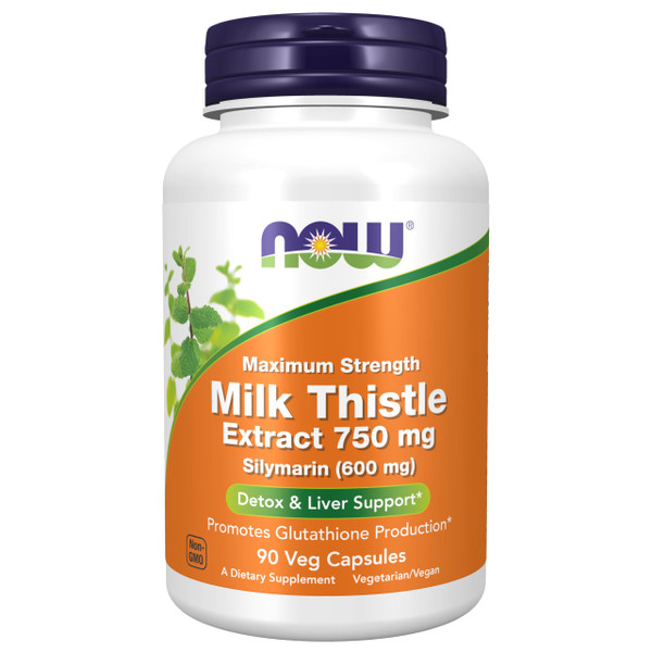 Now Foods Milk Thistle Extract 750 mg Silymarin (600 mg), Maximum Strength - 90 Veg Capsules