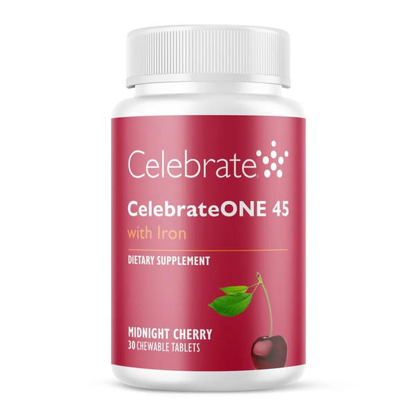 CelebrateONE 45 Bariatric Multivitamin with Iron, Once Daily Midnight Cherry Chewable for Gastric Sleeve & Bypass Patients – 45 mg Iron, 30 Tablets, 1 Month Supply
