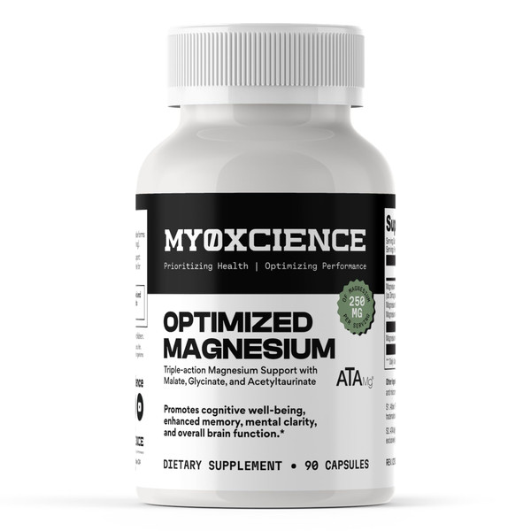MYOXCIENCE Optimized Magnesium Glycinate + Magnesium Taurate (as ATAmag®) for High Brain Bioavailability to Support Stress Relief and Sleep | 30 Servings