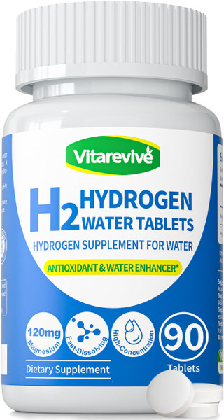 Vitarevive Hydrogen Water Tablets – 12PPM H2 Molecular Hydrogen Tablet for Drinking Water, Fast-Dissolving Hydrogen Tablets for Water, Antioxidant & Daily Wellness Water Enhancer, 90 Count