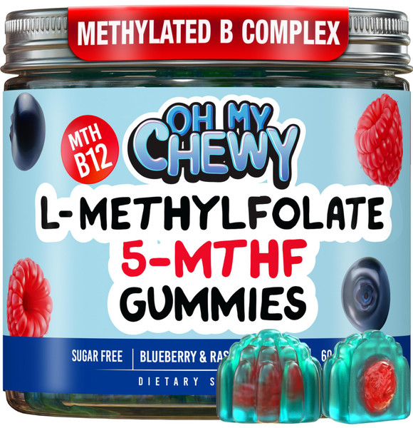 Center-Filled 5-MTHF Folate Gummies - Sugar-Free L-Methylfolate Supplement