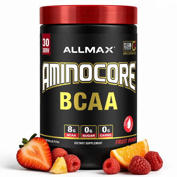 ALLMAX AMINOCORE BCAA Powder, Fruit Punch, 30 Servings, 345 g