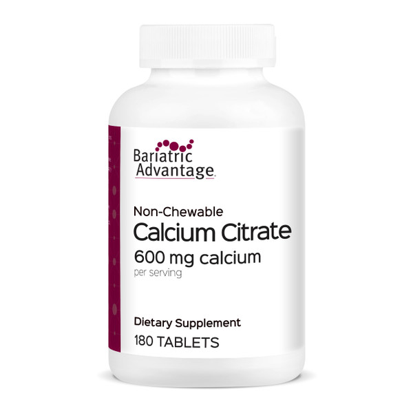 Bariatric Advantage Non Chewable Calcium Citrate 600 mg Calcium - for Bariatric Surgery Patients - Vitamin D3 - Mineral Supplements - 180 Tablets