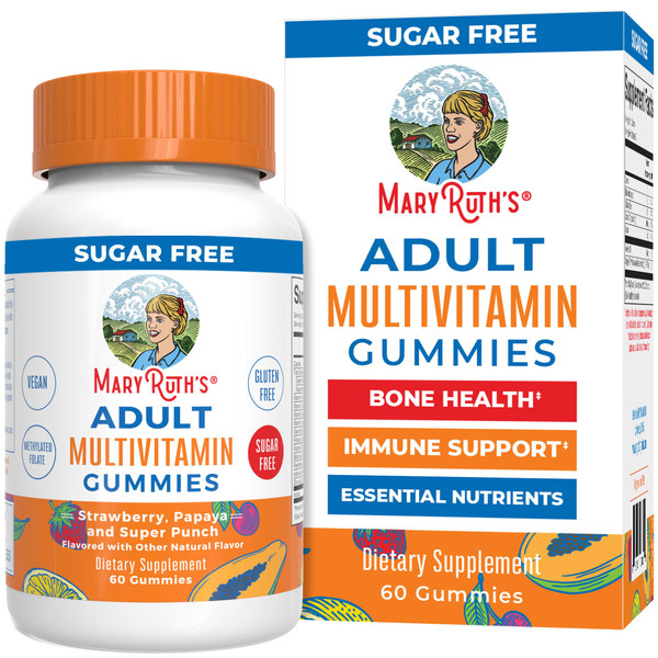 MARYRUTH'S Organics Multivitamin for Women and Men | Sugar Free | Adult Multimineral Gummy with Vitamin C | D and E | B Vitamins | Biotin | Zinc | Vegan | Non-GMO | Gluten Free | 60 Count