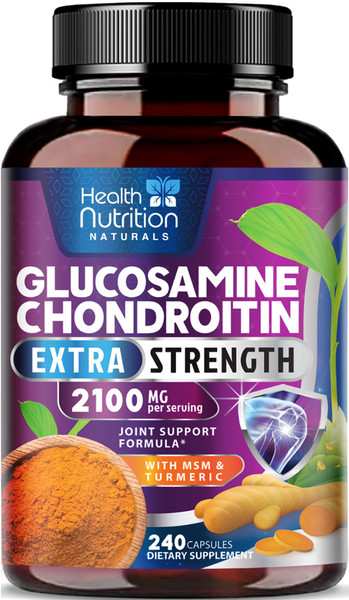Glucosamine Chondroitin MSM Complex - 3X Strength Joint Support Supplement with Glucosamine Sulfate, Turmeric, Boswellia - For Cartilage, Mobility & Flexibility - Bottled in USA - 240 Capsules