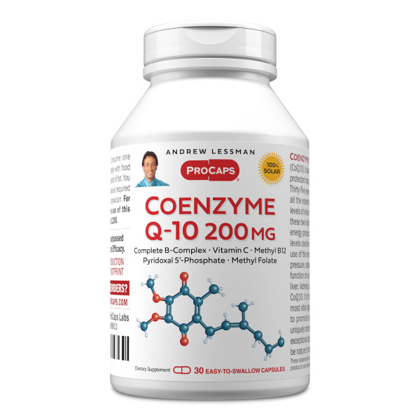 ANDREW LESSMAN Coenzyme Q-10 200 mg 30 Capsules - Essential for Energy Production and Optimum Key Organ Function, Anti-Oxidant Support, Depleted by Aging, Plus B-Complex. Easy to Swallow Capsules