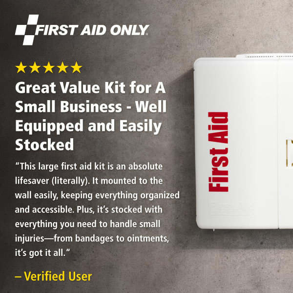 First Aid Only SmartCompliance 50-Person OSHA Compliant First Aid Kit for Business and Office Spaces - Large Plastic Cabinet - Emergency Supplies for Cuts, Bruises, and Scrapes - 245 Pieces
