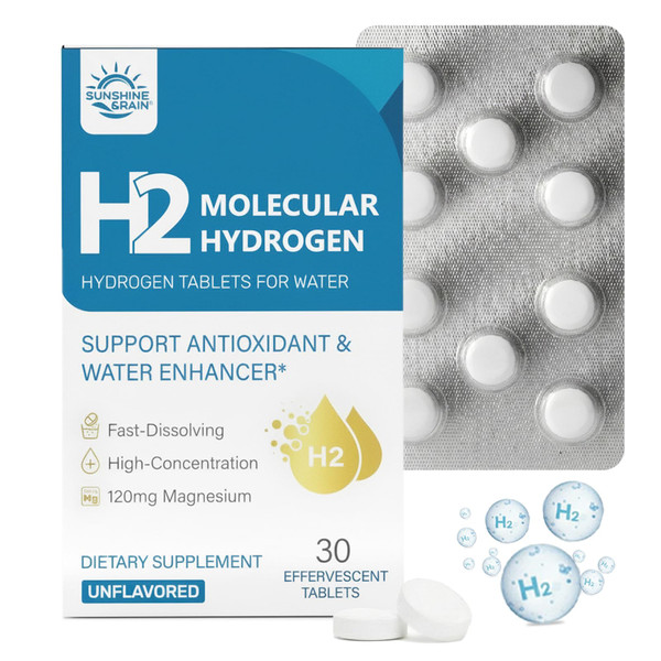 Molecular Hydrogen (H2) Tablets with 120mg Magnesium–16 PPM Hydrogen Water Tablets for Water, Advanced Hydrogen Technology, Antioxidant Support for Cellular Health & Recovery丨Unflavored, 30 Tablets