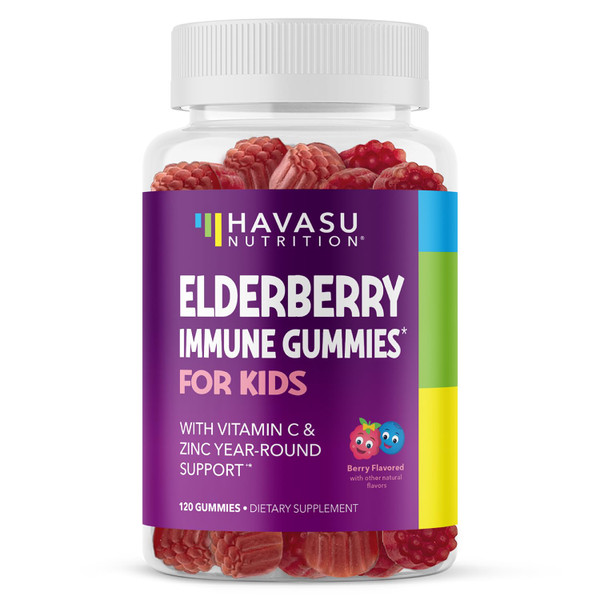Elderberry Gummies for Kids with Vitamin C & Zinc, Berry, 60 Servings