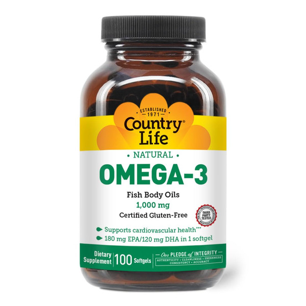 Country Life Omega-3 Fish Oil 1000 mg, EPA DHA, 100 Softgels