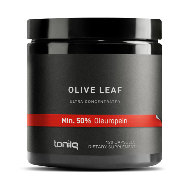 Toniiq Olive Leaf Extract - Ultra High Potency 45:1 Extract with 50% Oleuropein - Highly Concentrated - Third-Party Lab Tested - 120 Capsules