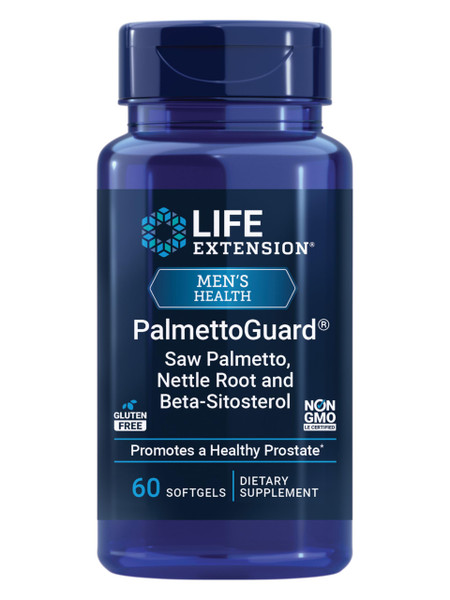 Life Extension PalmettoGuard® Saw Palmetto, Nettle Root and Beta-Sitosterol, Supports Healthy Prostate Function & Hormone Metabolism, 160 mg of Saw Palmetto for Men, Gluten-Free, Non-GMO, 60 softgels