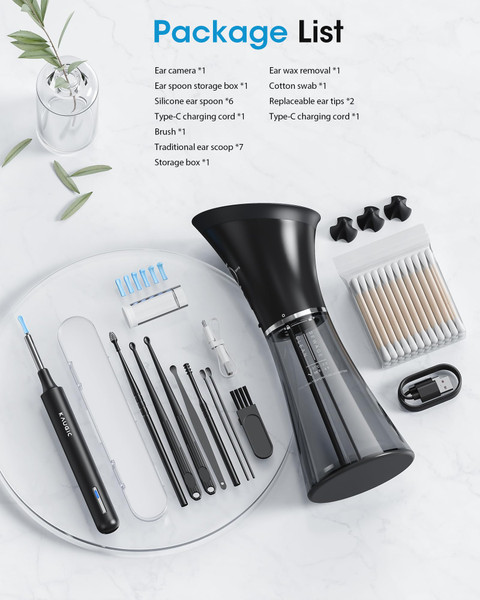 KAUGIC Ear Wax Removal Kit with Camera – Ear Cleaner Tool for Safe & Effective Ear Care – Includes Ear Camera for Visual Inspection & Gentle Ear Irrigation System – Complete Ear Cleaning Solution
