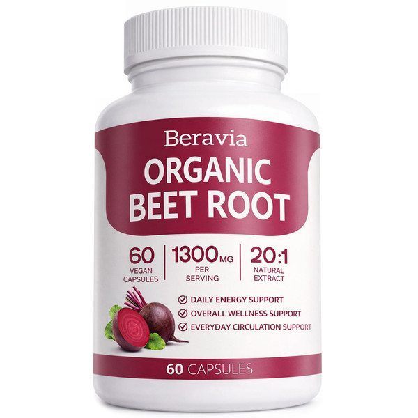 Beravia Organic Beet Root Capsules, High Potency Beet Root Powder, (1)