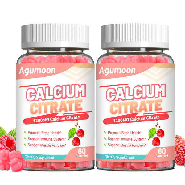 2 Pack Calcium Citrate Gummies 1200mg for Women & Men