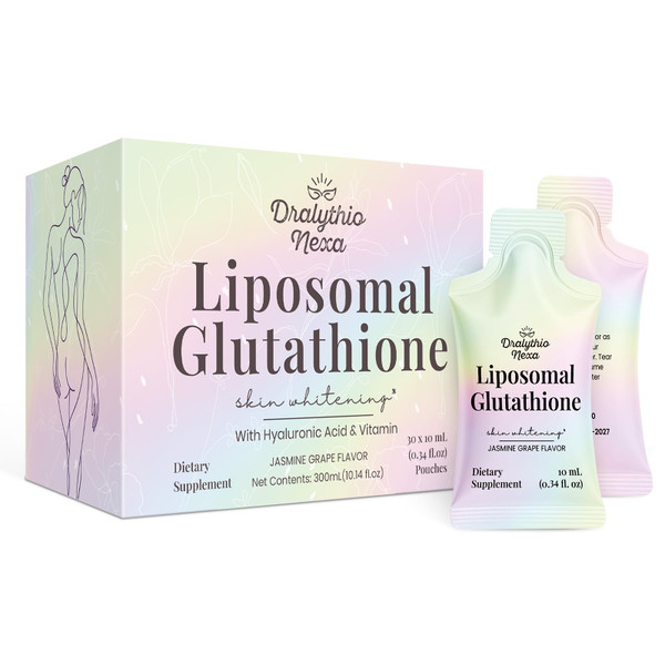 Liposomal Glutathione Liquid 1200mg – High Absorption Glutathione Supplement – Skin Brightening & Antioxidant Support – Beauty & Glow Formula for Women – Grape Jasmine Flavor – 30 Pouches