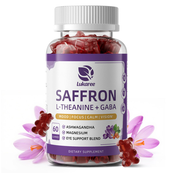 Saffron Gummies 88.5mg with L-Theanine 200mg, GABA for Mood, Focus & Vision