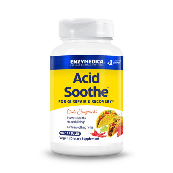 Enzymedica Acid Soothe Supplement for Women & Men - 90 Capsules