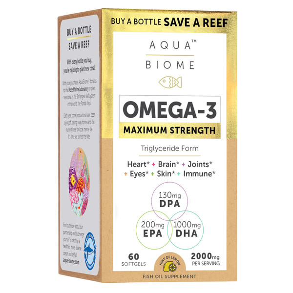 Aqua Biome by Enzymedica Omega 3 Fish Oil Maximum Strength - 60 Softgels