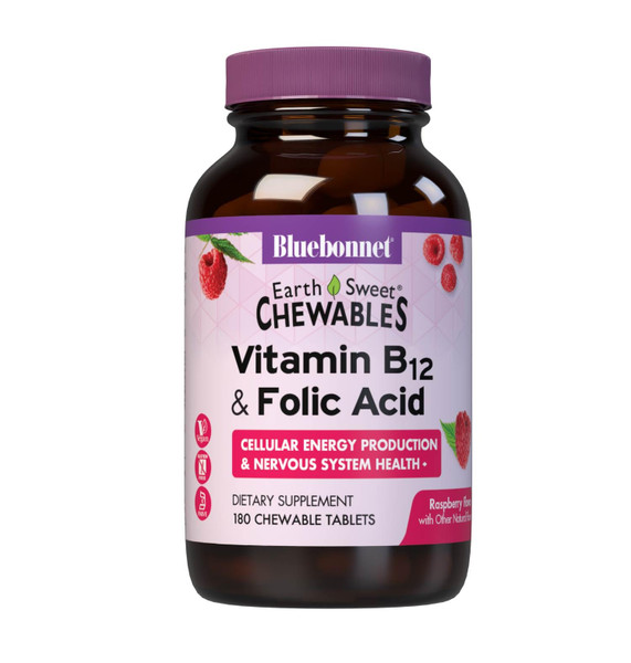 BlueBonnet Nutrition Earth Sweet Vitamin B12 1000 mcg, 180 Chewable Tablets