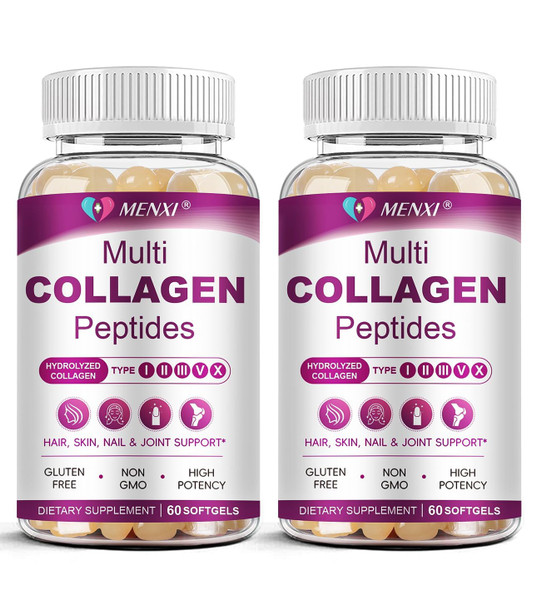 Multi Collagen Peptides Softgel for Women & Men - Type I II III V X, 120 CT