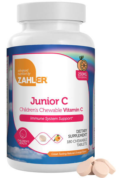 Zahler Junior C Advanced Chewable Vitamin C for Kids - Immune Support in Delicious Orange Flavor - Kosher Chewable Antioxidant - (180 Count)