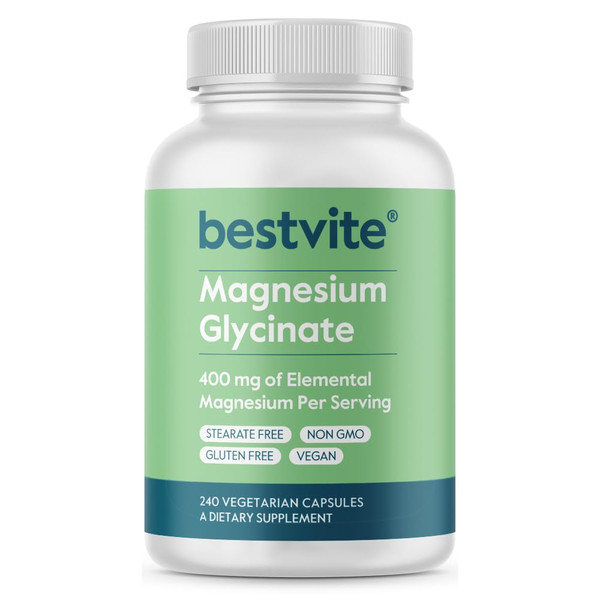BESTVITE Filler-Free Magnesium Glycinate - 400mg of Elemental Magnesium