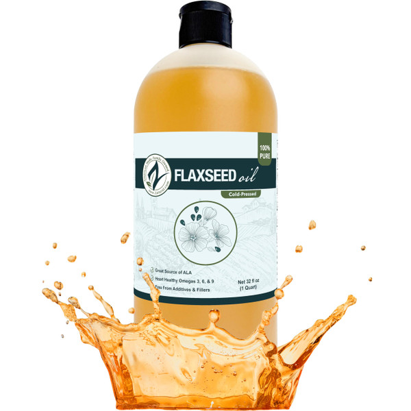 Zatural Cold Pressed Flaxseed Oil – 100% Pure Non-GMO Liquid Flax Seed Oil, Vegan Omega-3 ALA Rich, Perfect for Salads, Smoothies, Baking, Skincare & Hair (32 fl oz Bottle)