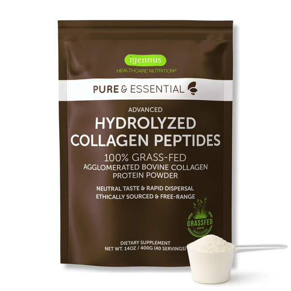 Igennus Advanced Grass Fed Hydrolyzed Bovine Collagen Peptides, 40 Servings
