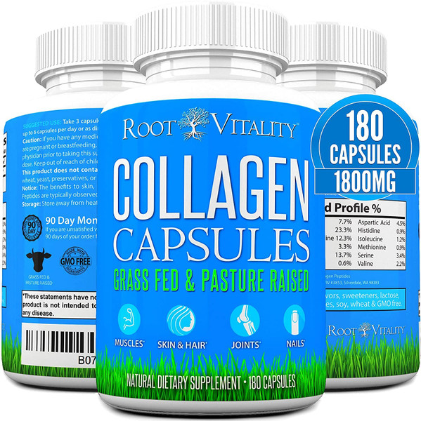 Root Vitality Collagen Peptides Capsules - 180 Count