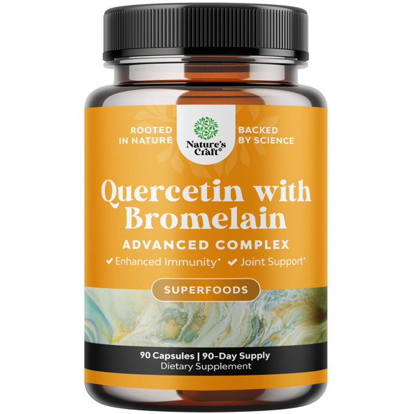 Quercetin with Bromelain 500mg - Quercetin 500mg Capsules Supplement - 90ct
