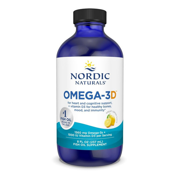 Nordic Naturals Omega-3 Liquid w/Vitamin D3, 1560mg EPA & DHA - 8oz