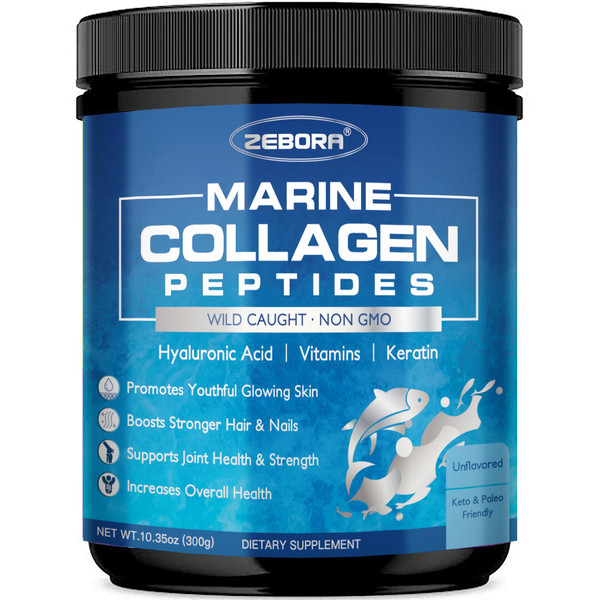 ZEBORA Marine Collagen Peptides Powder for Women, 35 Servings