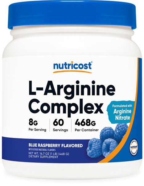 Nutricost L-Arginine Complex (Blue Raspberry) 60 Servings, Gluten-Free
