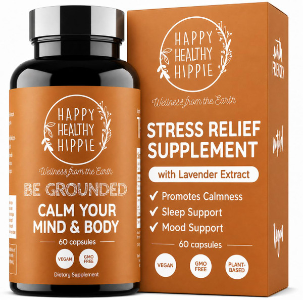 Happy Healthy Hippie Be Grounded Stress Relief Supplement + Lavender, 60 Ct