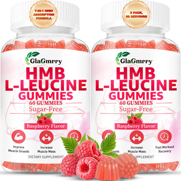 2 Pack HMB and Leucine Gummies HMB Supplements for Men & Women, Vegan