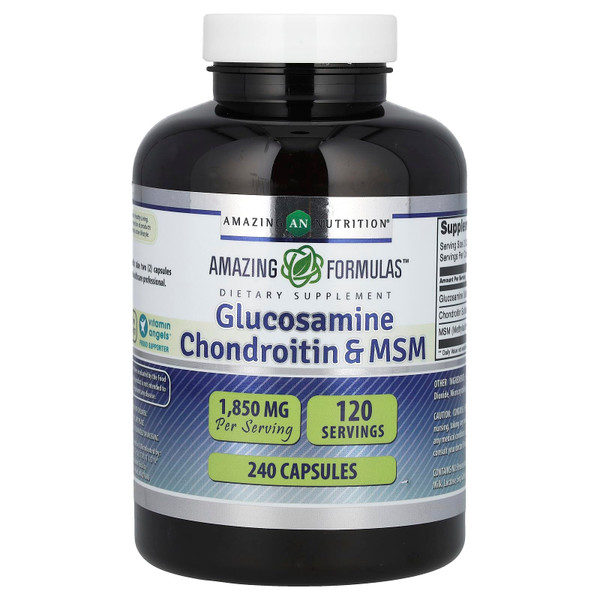 Amazing Formulas Glucosamine Chondroitin & MSM Supplement | 1850 Mg per Serving | 240 Capsules | Non-GMO | Gluten-Free | Made in USA